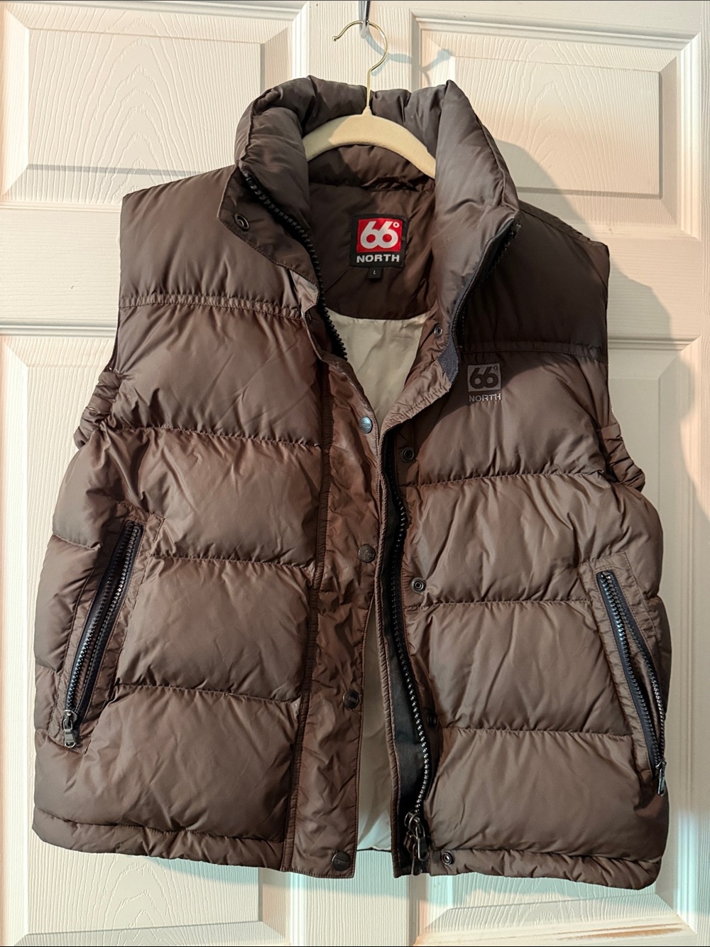 66 North Brown Puffer Vest - Insulated Sleeveless Jacket